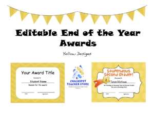 editable awards with yellow designs