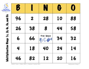 multiplication facts bingo game