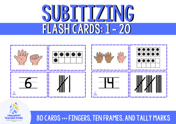 subitizing numbers 1-20 flashcards