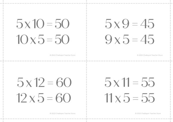 multiplication flashcards with ten frames