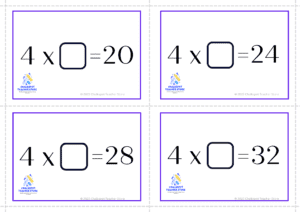 multiplication missing factors & products flashcards