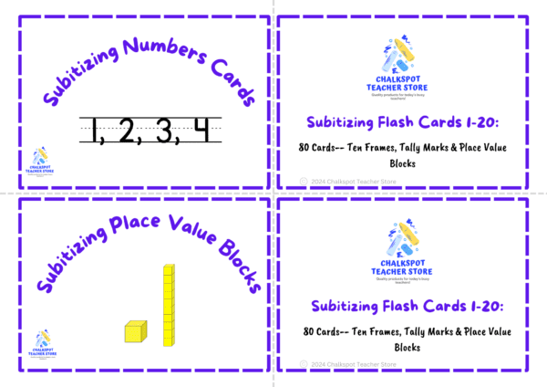 subitizing 1-20 flashcards with ten frames