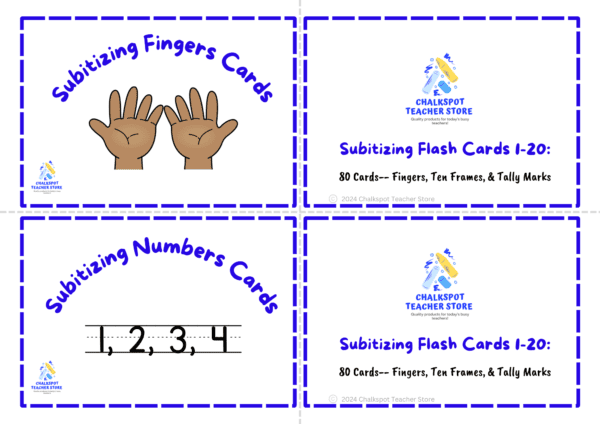 subitizing numbers 1-20 flashcards