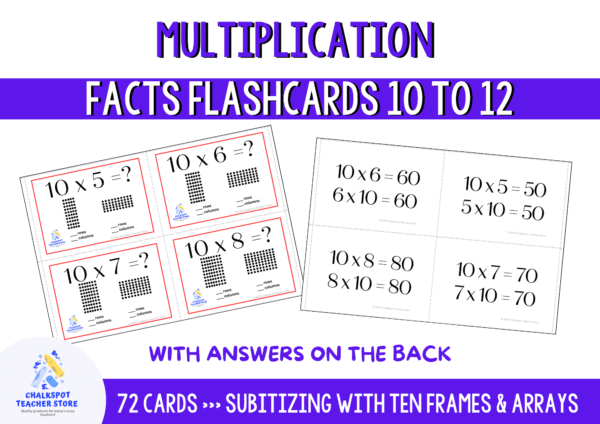 multiplication 10-12 facts flashcards