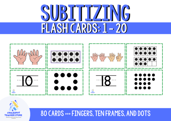 subitizing flashcards numbers 1-20